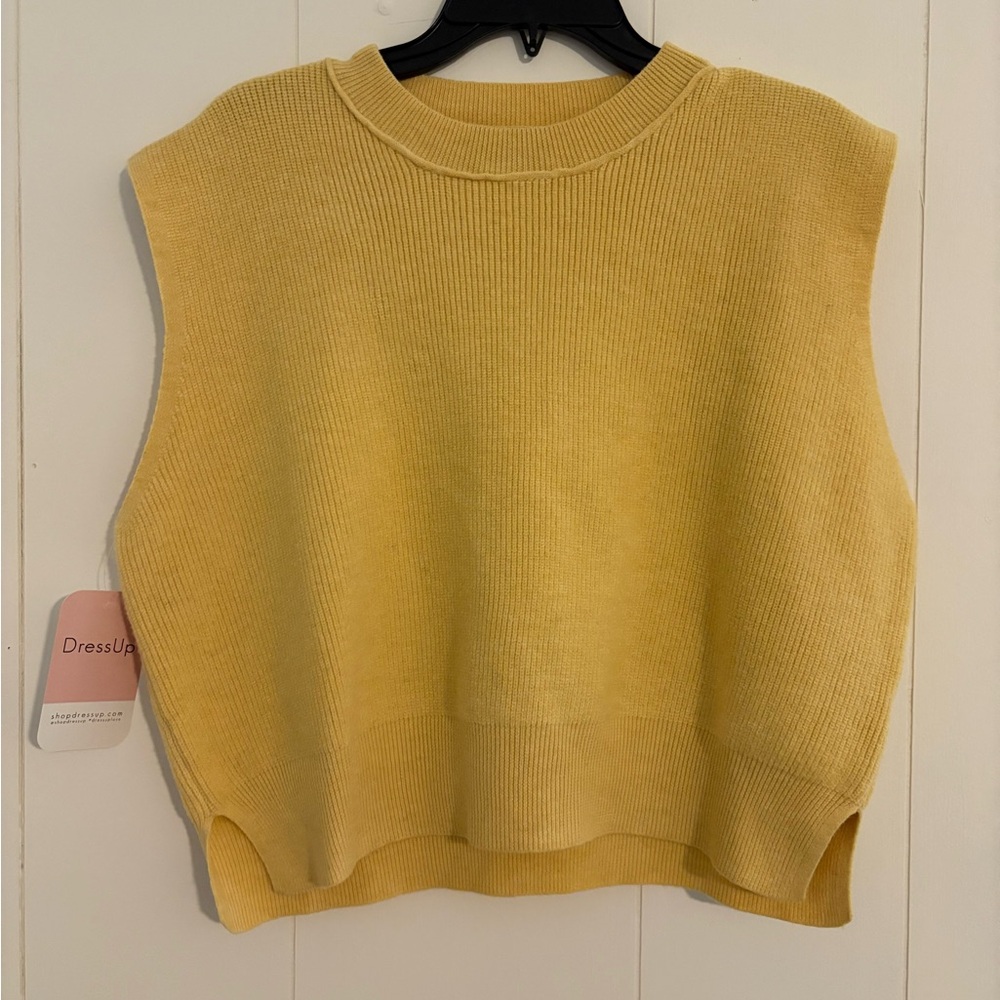Boutique Yellow Sleeveless Knit Sweater